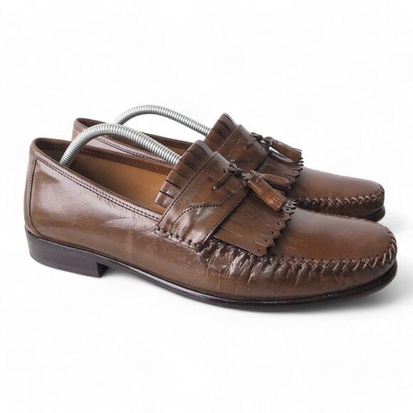 Brass‎ Boots Tassel Kiltie Slip-on Moc Toe Leather Loafers 93438 Brown Men\'s 11M main image 8